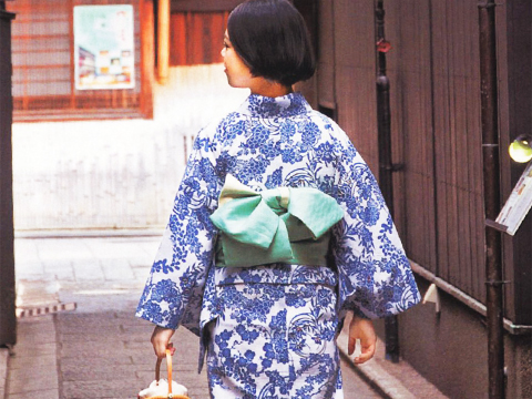 竺仙 ちくせん 浴衣生地 反物 ☆綿呂☆麻の葉柄☆紺色お茶会