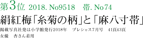 絹紅梅「糸菊の柄」と「麻八寸帯」